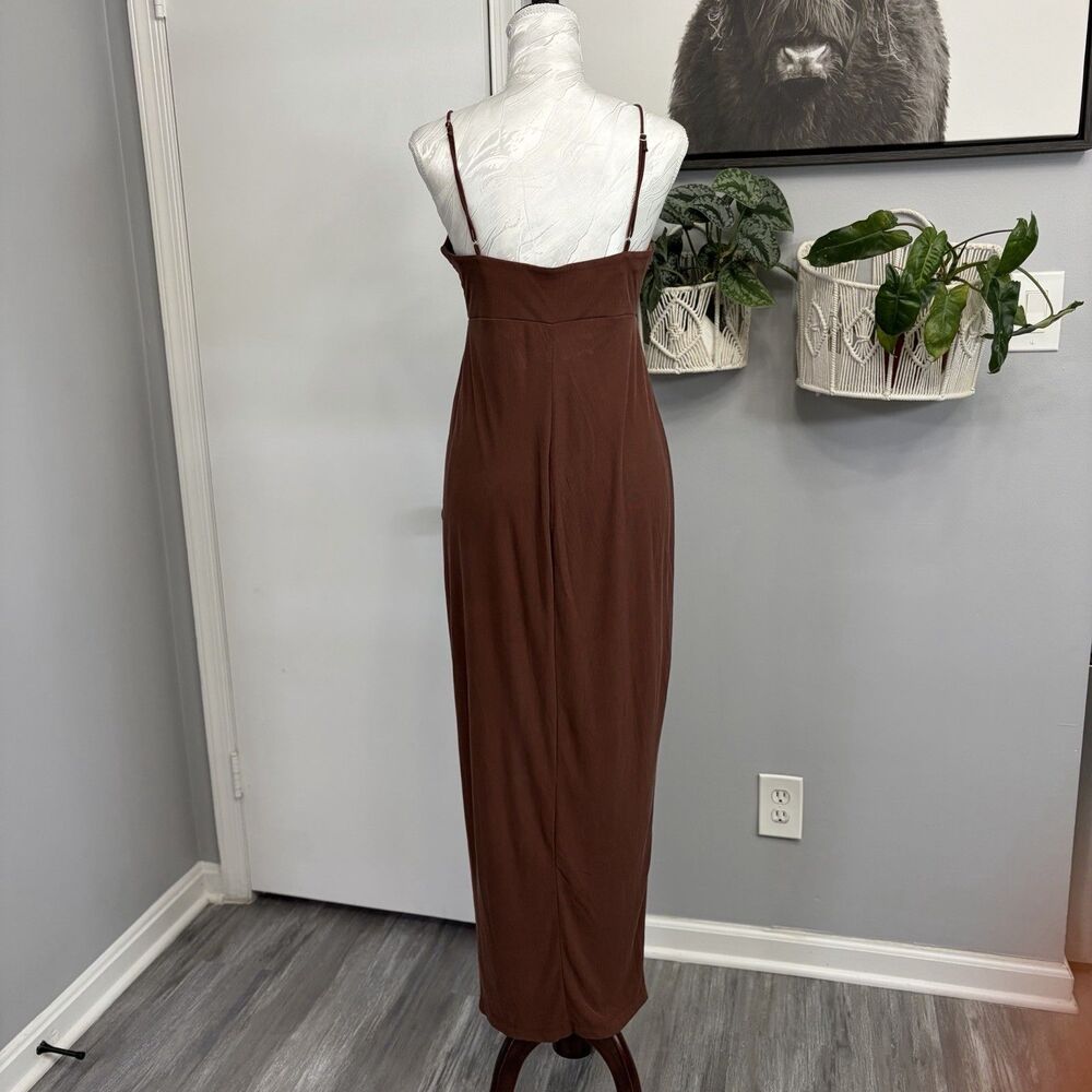 Wild Fable Brown Maxi Dress Womens Small S High Slit Y2K Style Ribbed Knit - Picture 4 of 16